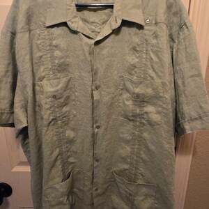 Renato Collezione Mens Short Sleeve 2XL Guayabera Shir Olive